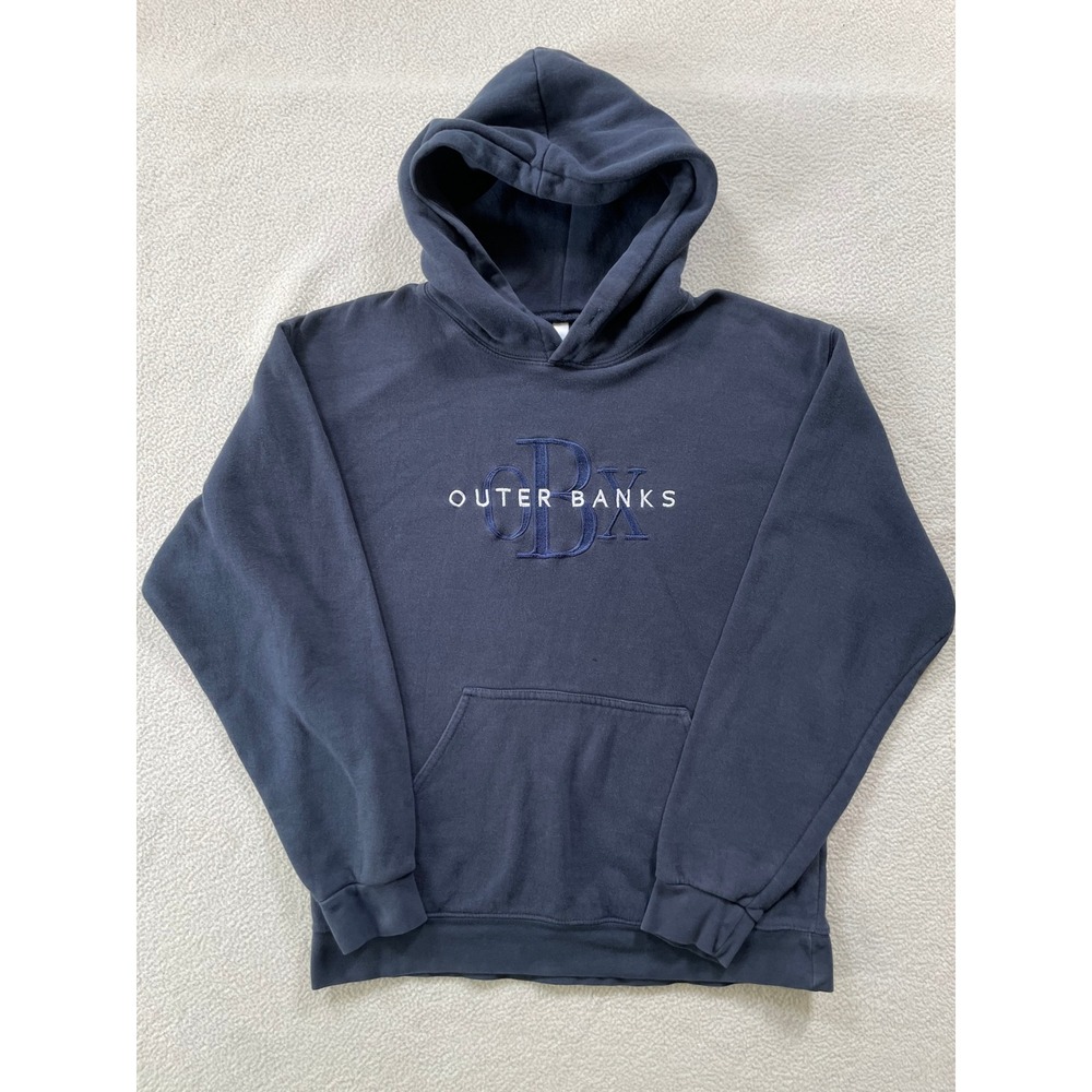 Outer‎ Banks Mens Small Hoodie Navy Blue OBX Embroidered Pullover Sweatshirt